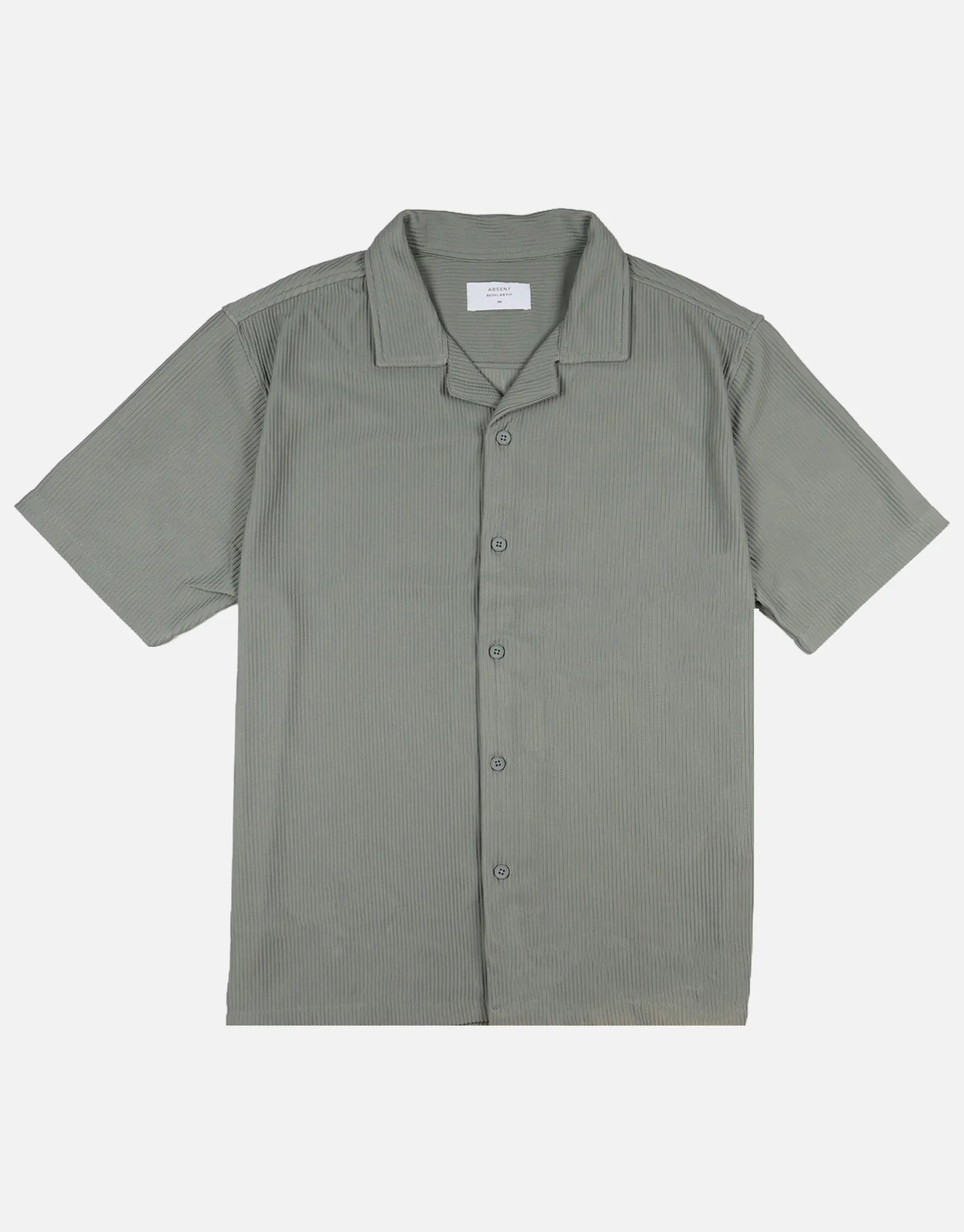 Plisse Pleated Relaxed Short Sleeve Shirt in Putty Grey