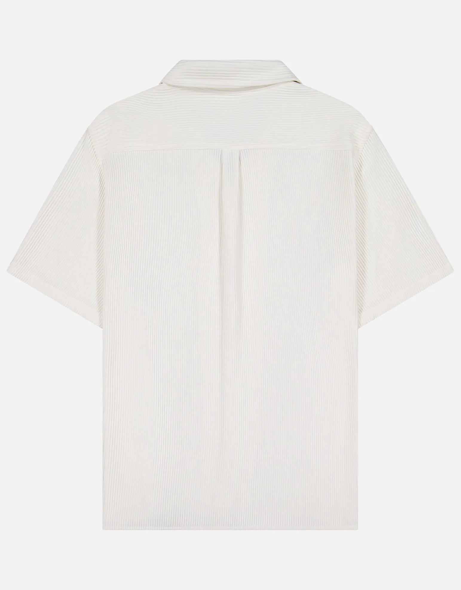 Plisse Pleated Relaxed Short Sleeve Shirt in Black