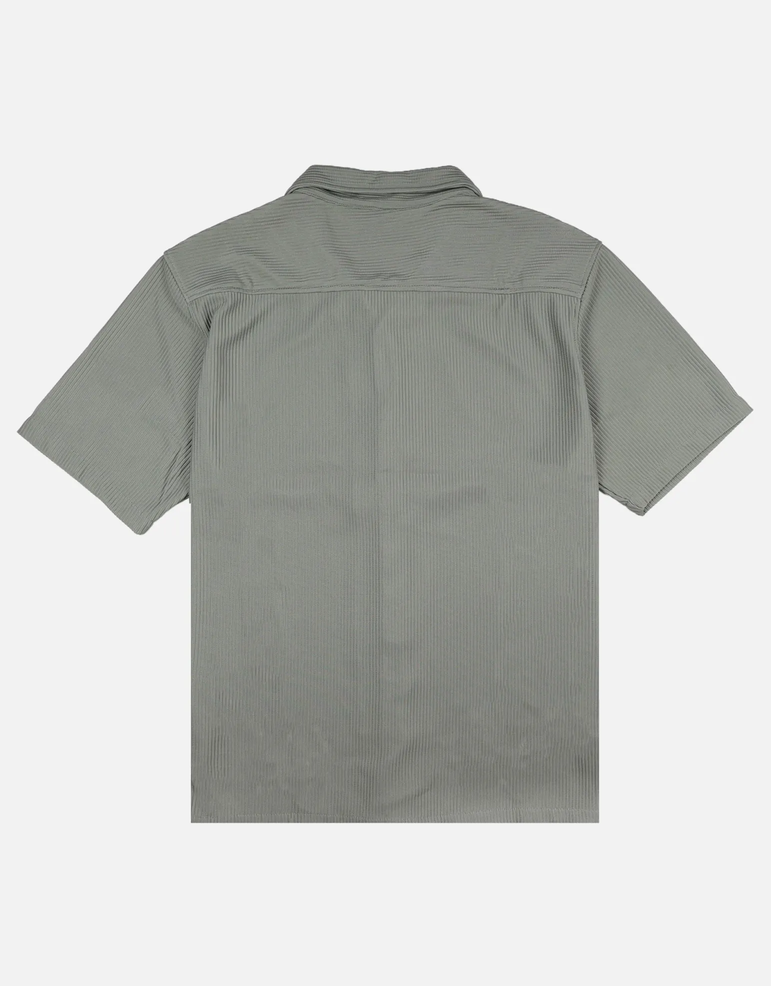 Plisse Pleated Relaxed Short Sleeve Shirt in Dusty Olive