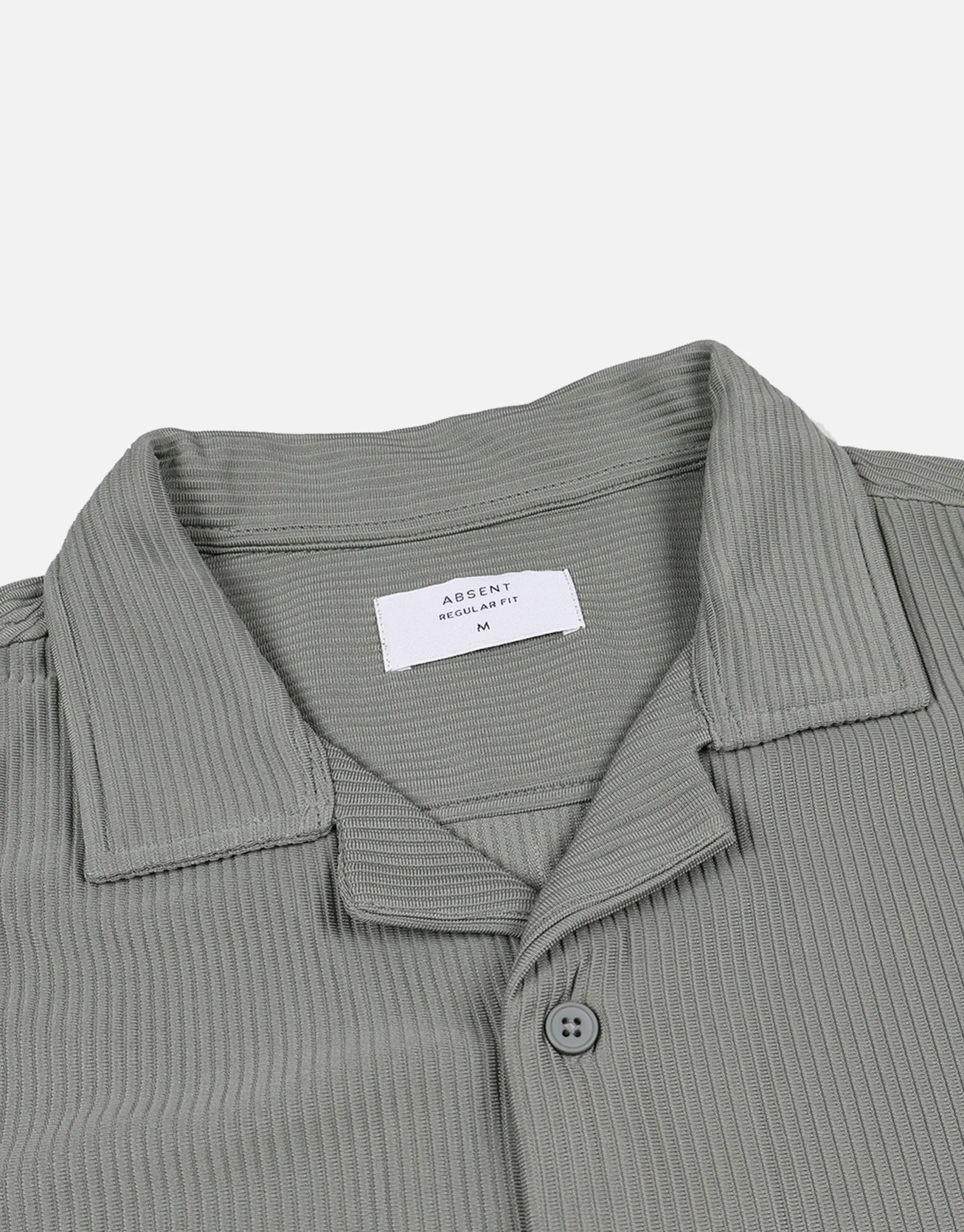 Plisse Pleated Relaxed Short Sleeve Shirt in Dusty Olive