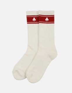 Poker Crew Sport Socks in Cream/red