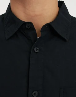 Raw Patch Cropped Short Sleeve Shirt in Black