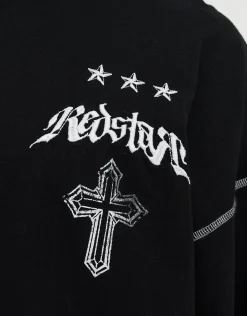Redstar Cropped Long Sleeve T Shirt in Black