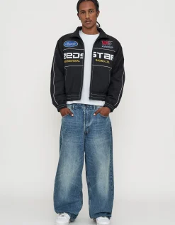 Redstar Cropped Racing Jacket in Black