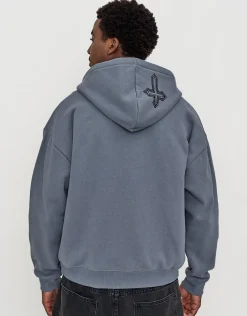 Redstar Oversized Zip Up Hoodie in Storm Grey