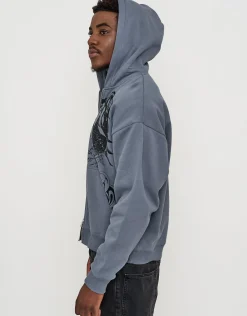 Redstar Oversized Zip Up Hoodie in Storm Grey