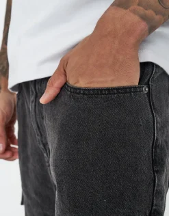 Relaxed Fit Cargo Jorts in Cloud White