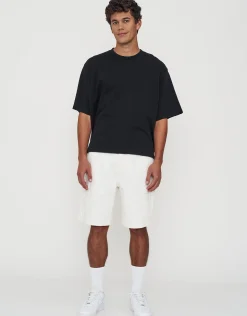 Relaxed Fit Cargo Jorts in Cloud White