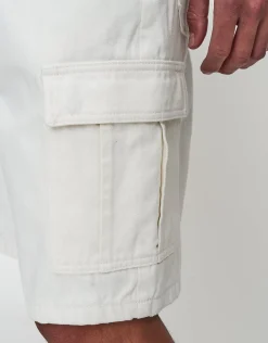 Relaxed Fit Cargo Jorts in Cloud White