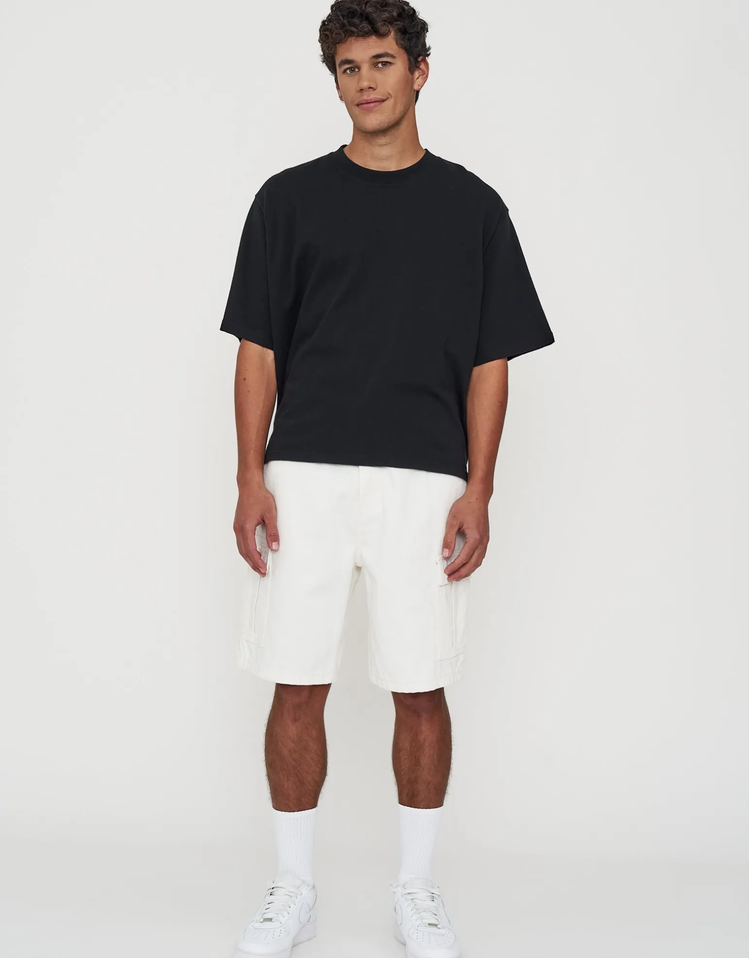 Relaxed Fit Cargo Jorts in Sun Washed Blue