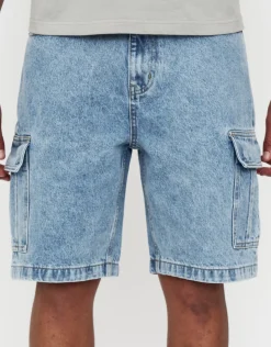 Relaxed Fit Cargo Jorts in Swill Blue