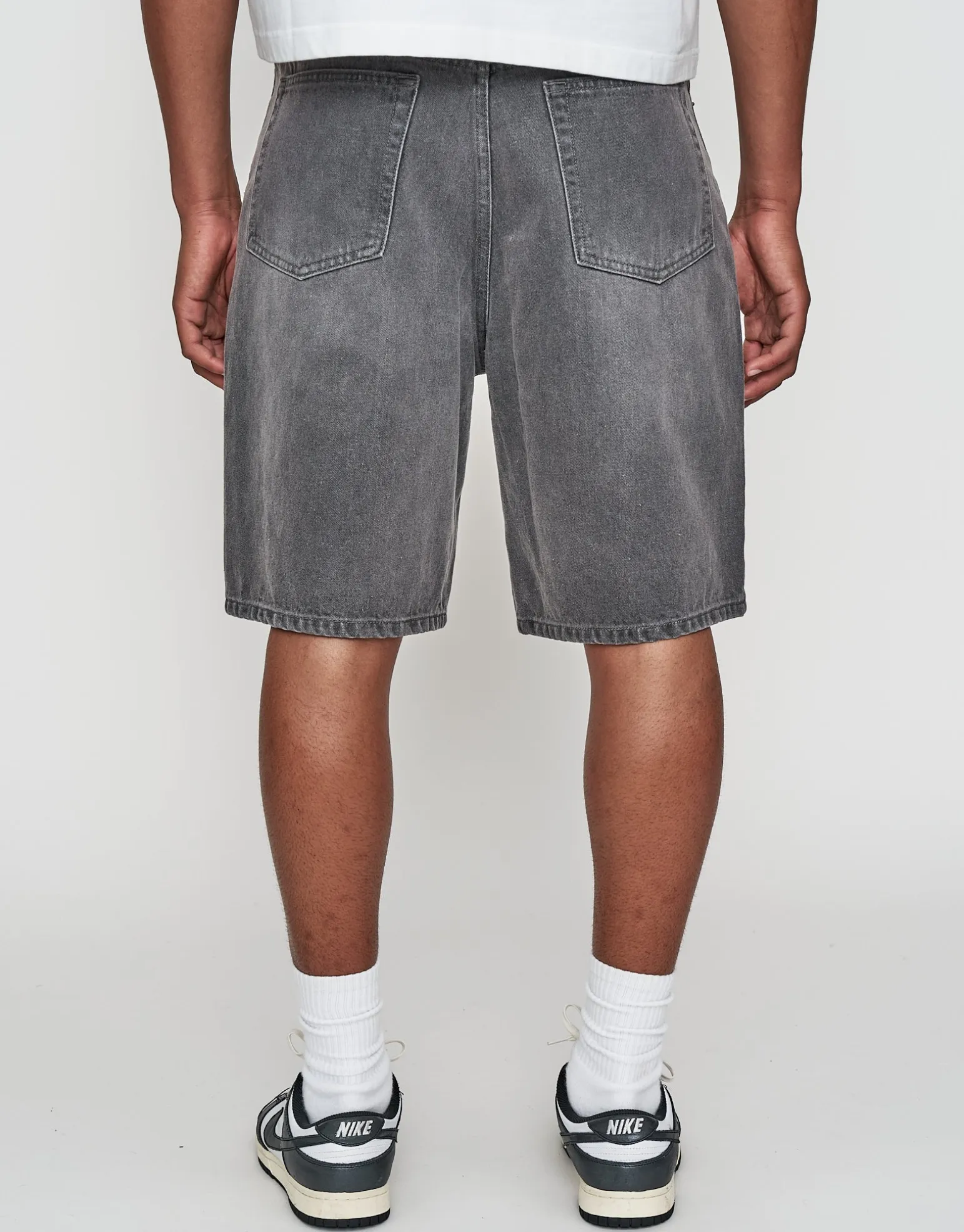 Relaxed Fit Denim Shorts in Grey