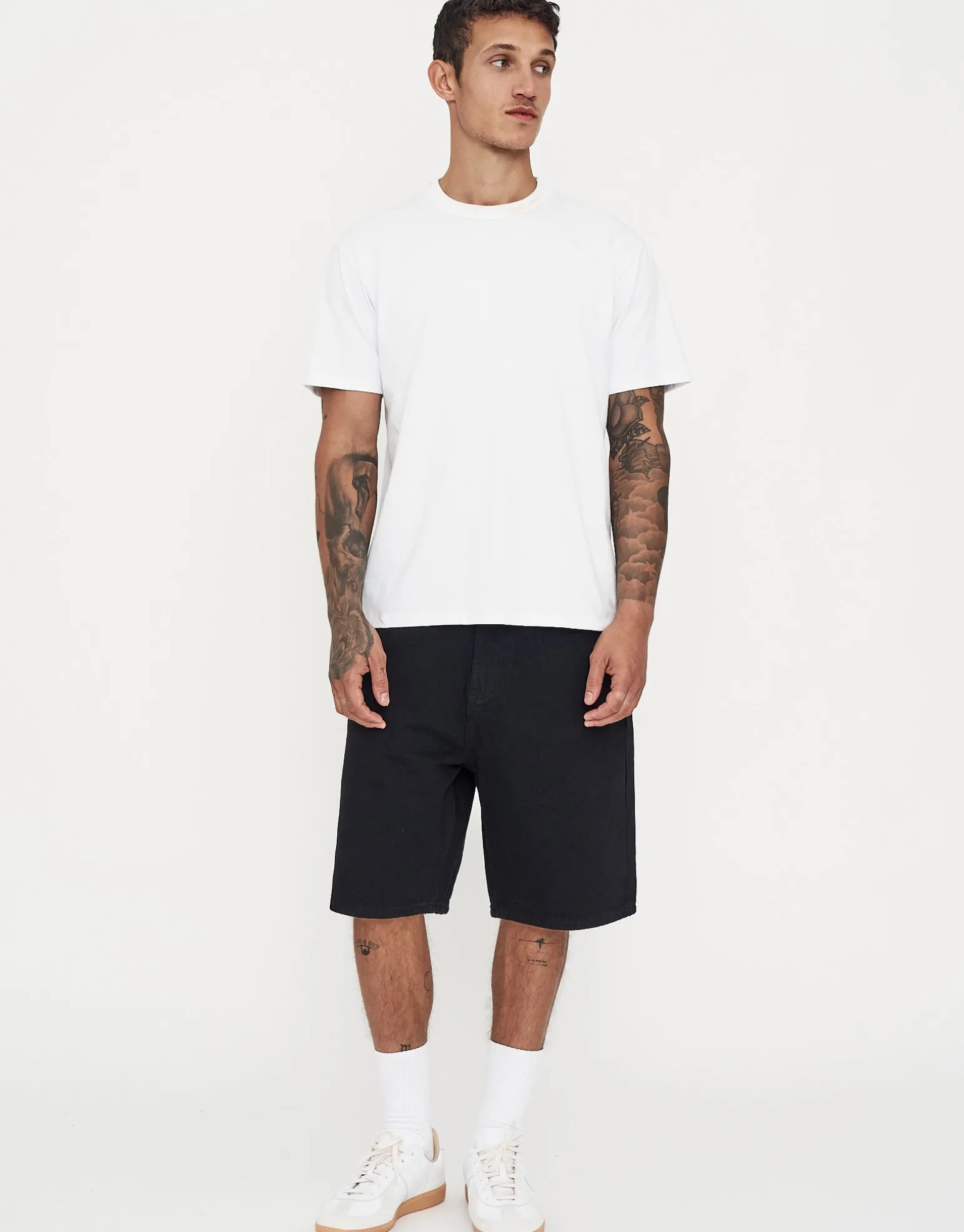 Relaxed Fit Denim Shorts in Grey