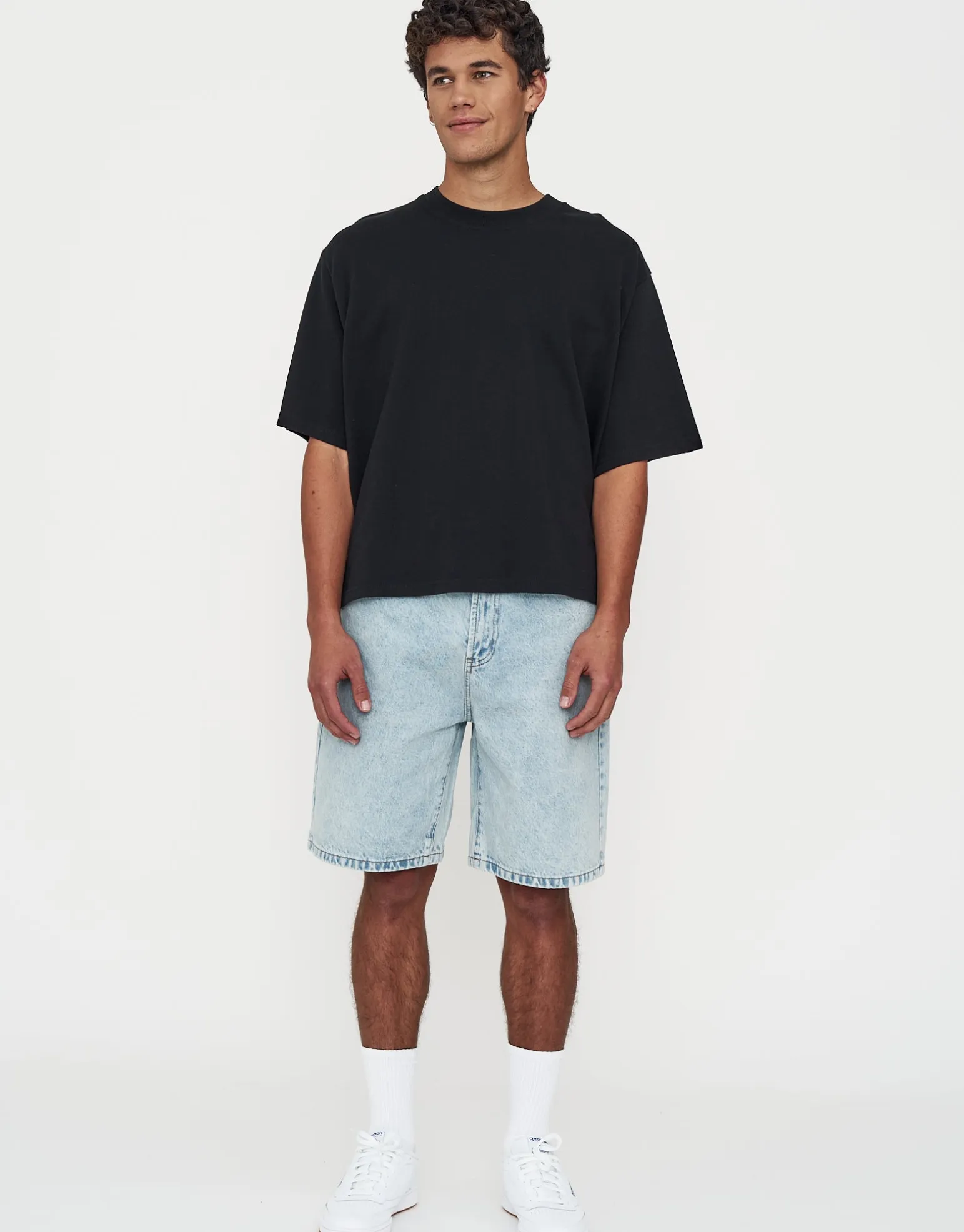 Relaxed Fit Denim Shorts in Grey