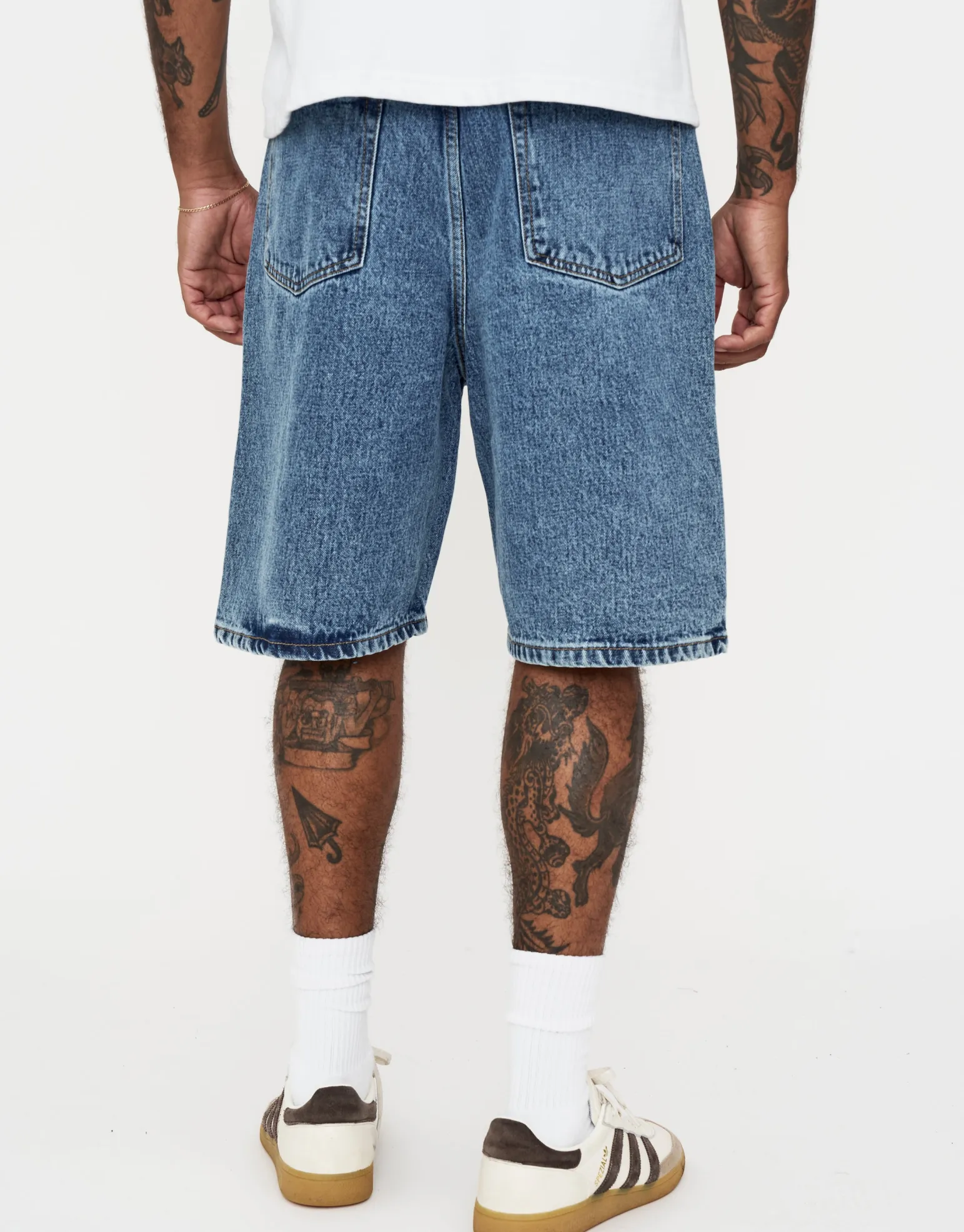 Relaxed Fit Denim Shorts in Grey