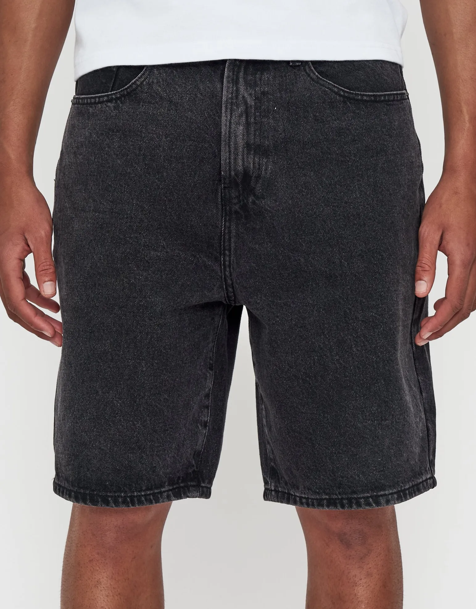 Relaxed Fit Denim Shorts in Grey