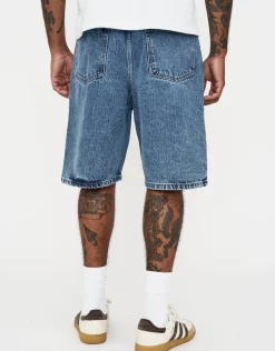 Relaxed Fit Denim Shorts in Khaki
