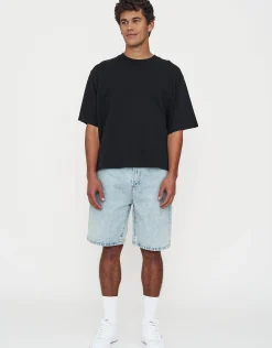 Relaxed Fit Denim Shorts in Lt Blue