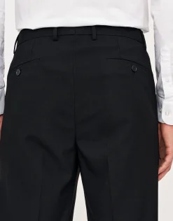 Relaxed Fit Pleated Dress Pants in Black