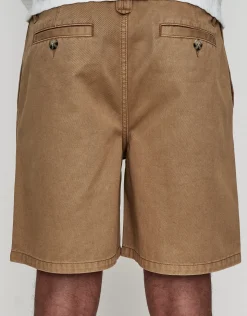 Relaxed Fit Pleated Shorts in Brown