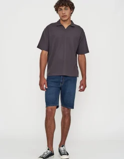 Relaxed Open Collar Polo in Ash Grey