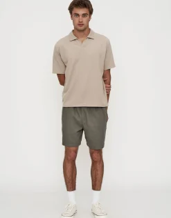 Relaxed Open Collar Polo in Ash Grey