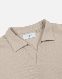Relaxed Open Collar Polo in Ecru