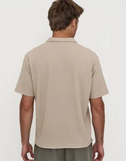 Relaxed Open Collar Polo in Ecru