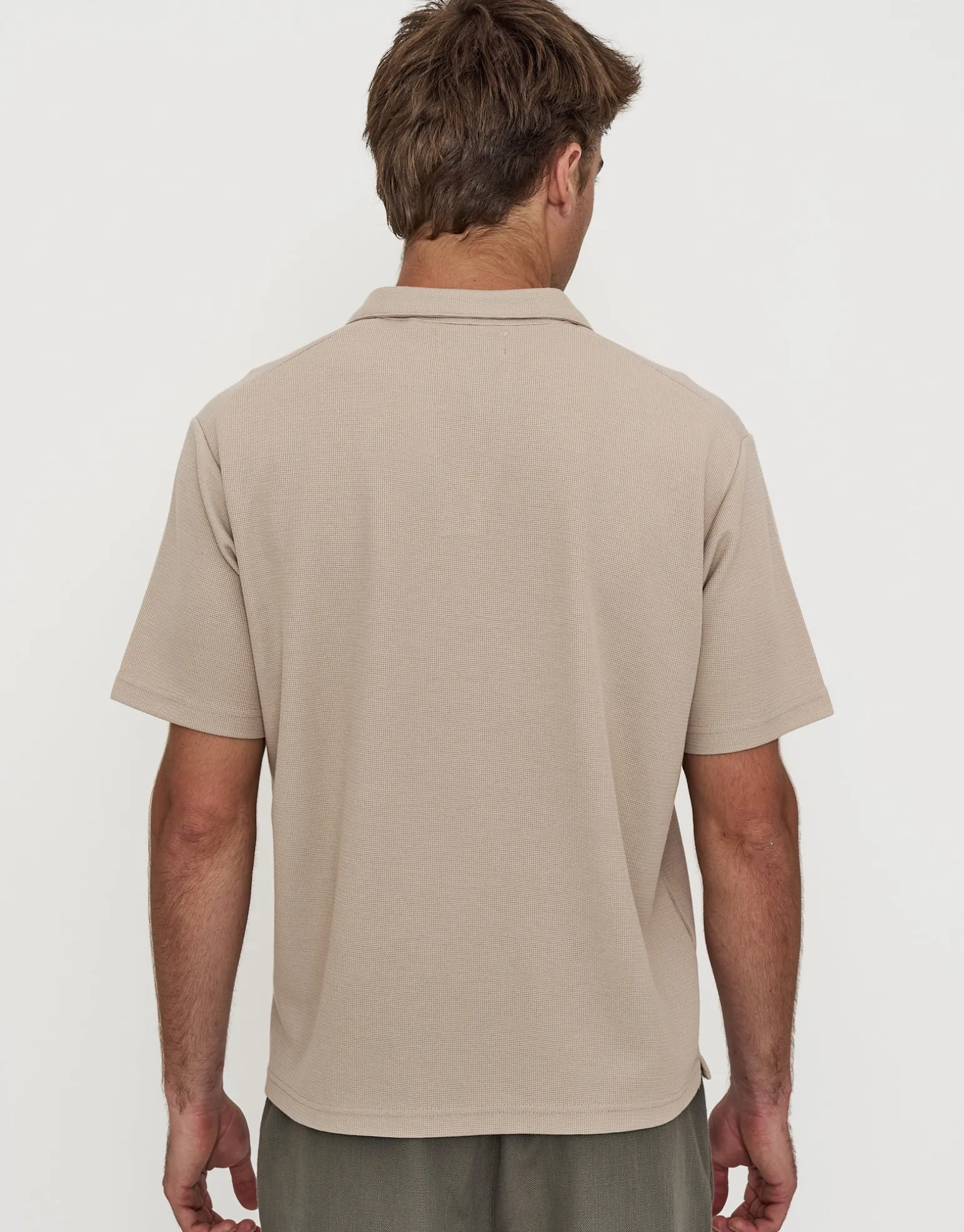Relaxed Open Collar Polo in Ecru