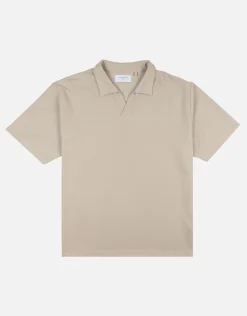 Relaxed Open Collar Polo in Ecru