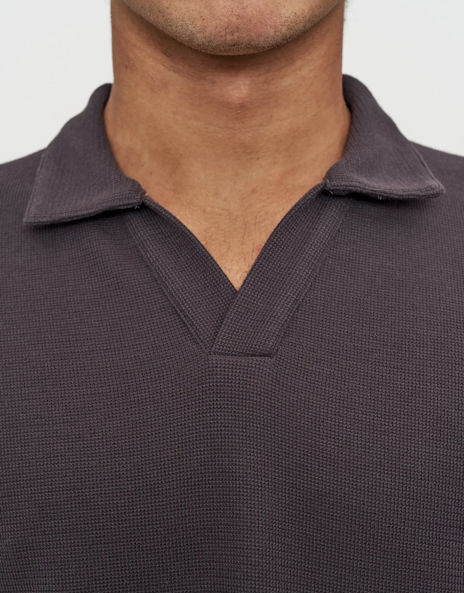 Relaxed Open Collar Polo in Ecru
