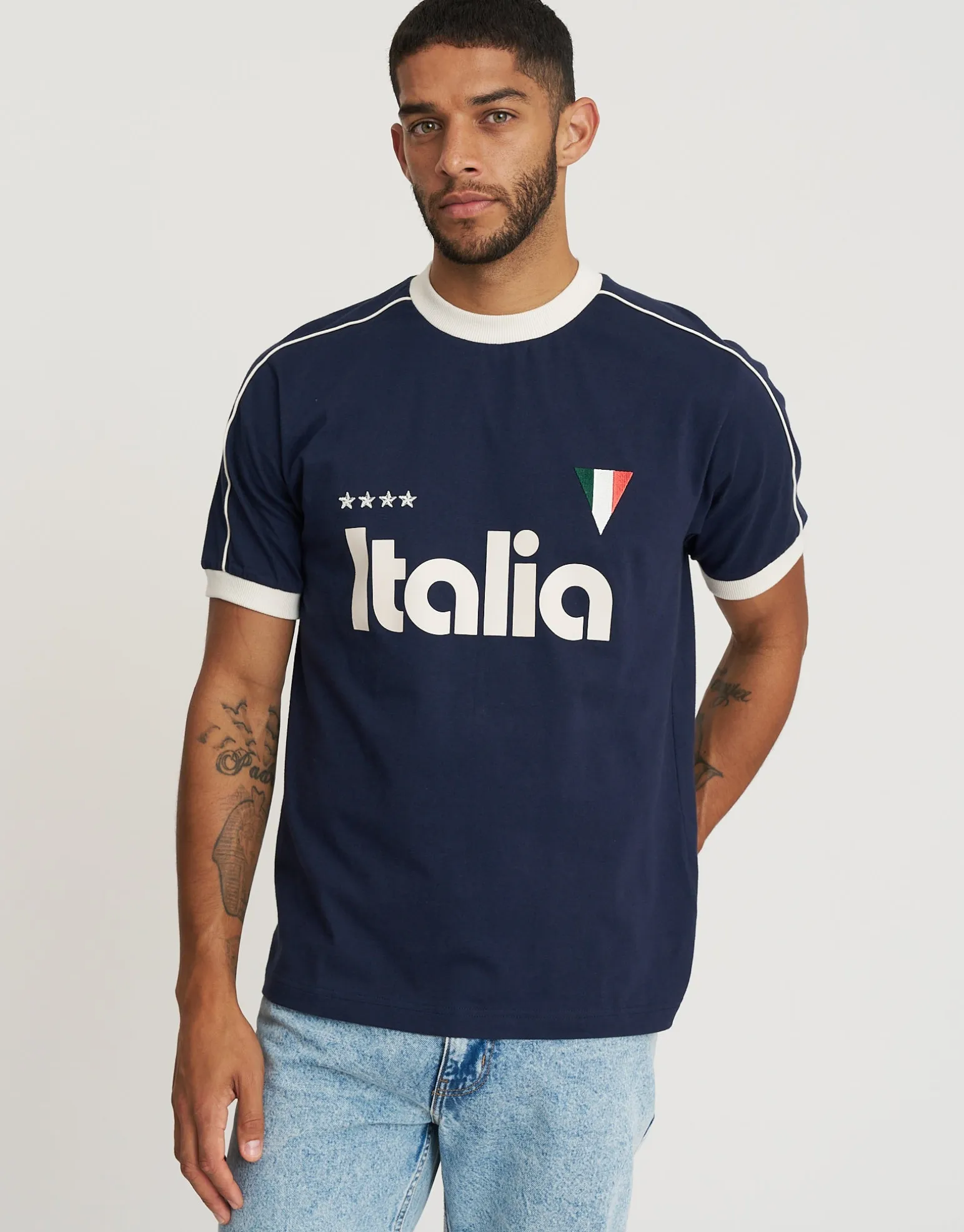 Retro France Football T Shirt in Blanc