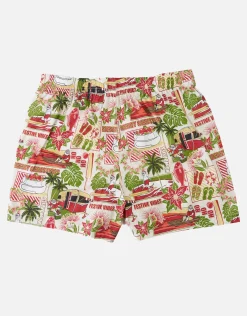 Retro Holiday Print Boxers in Off White