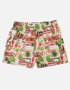 Retro Holiday Print Boxers in Off White