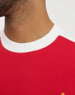 Retro Japan Football T Shirt in Ultramarine