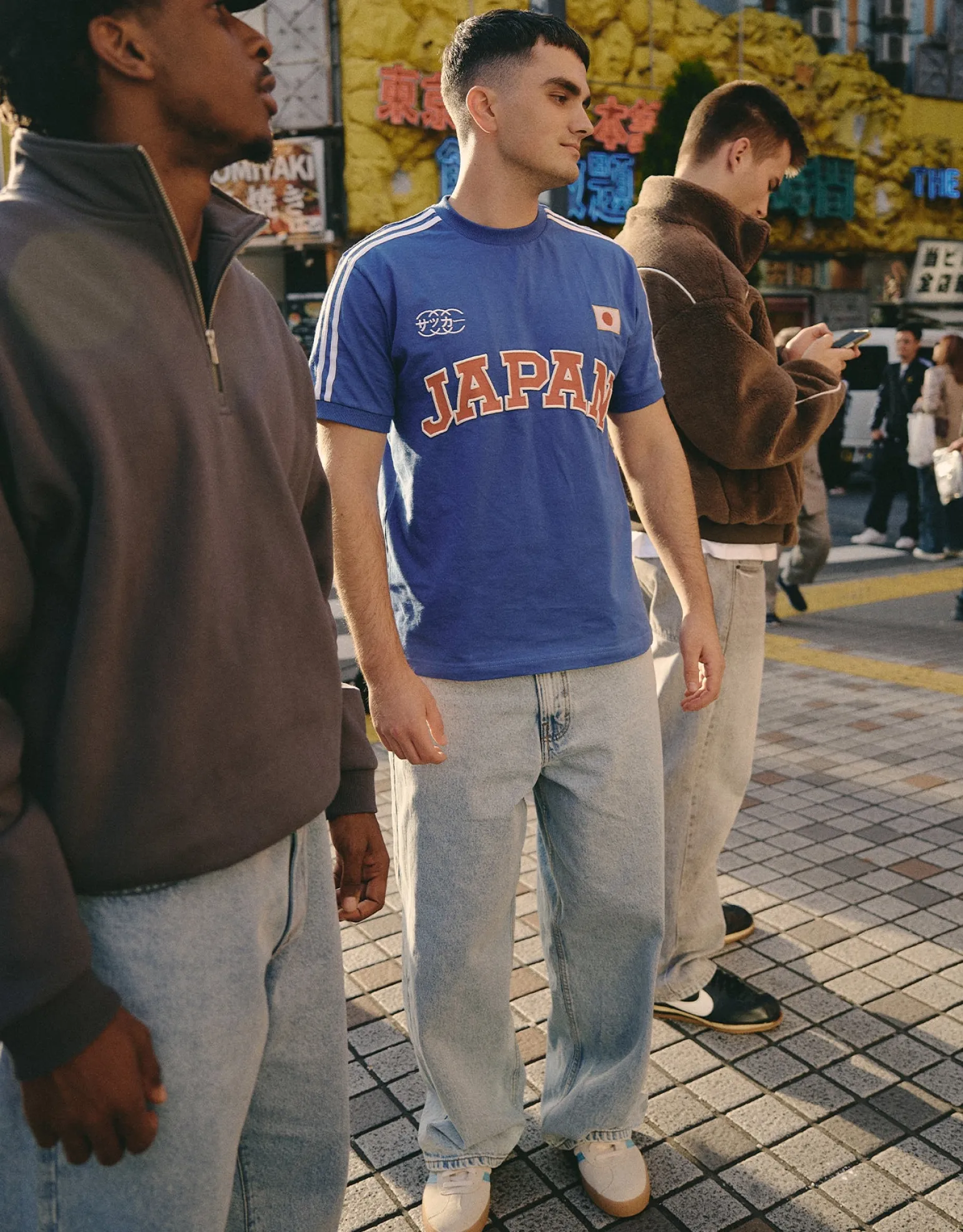 Retro Japan Football T Shirt in Ultramarine