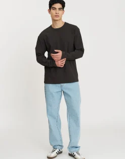 Ribbed Long Sleeve T-Shirt in Black