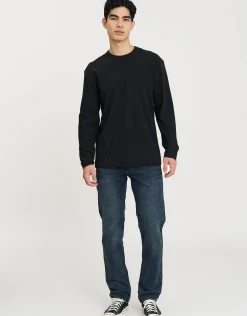 Ribbed Long Sleeve T-Shirt in Black