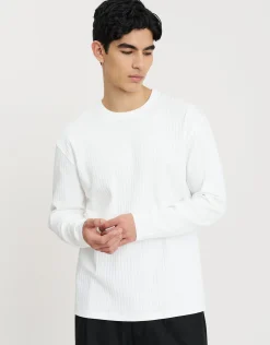 Ribbed Long Sleeve T-Shirt in Black