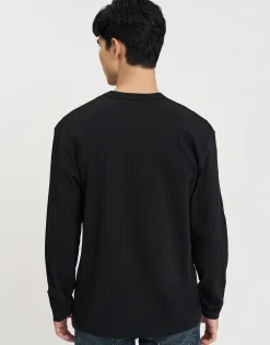Ribbed Long Sleeve T-Shirt in Chocolate