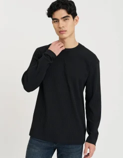 Ribbed Long Sleeve T-Shirt in Optic White