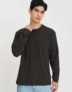 Ribbed Long Sleeve T-Shirt in Optic White