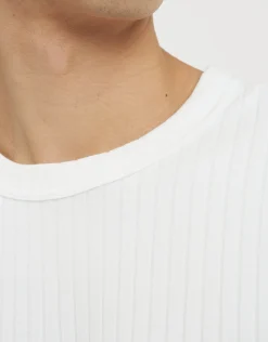 Ribbed Long Sleeve T-Shirt in Optic White