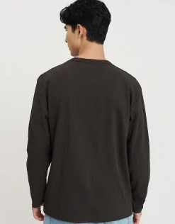 Ribbed Long Sleeve T-Shirt in Optic White