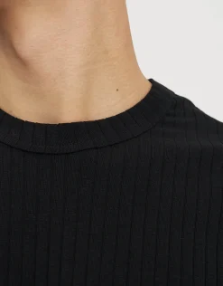 Ribbed Long Sleeve T-Shirt in Optic White
