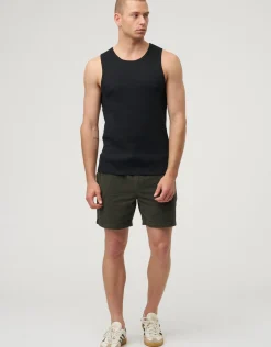 Ribbed Slim Fit Cotton Singlet in Snow Marle