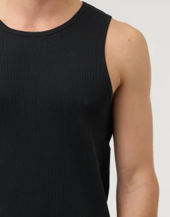 Ribbed Slim Fit Cotton Singlet in Snow Marle