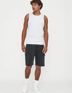 Ribbed Slim Fit Cotton Singlet in Black