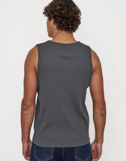 Ribbed Slim Fit Cotton Singlet in Black