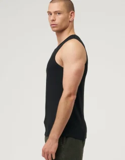 Ribbed Slim Fit Cotton Singlet in Black